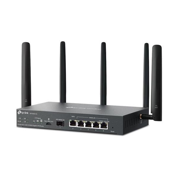 Omada 4G+ Cat6 AX3000 Gigabit VPN Router PORT: 1× Gigabit SFP WAN/LAN Port, 1× Gigabit RJ45 WAN Port, 4× Gigabit WAN/LAN 