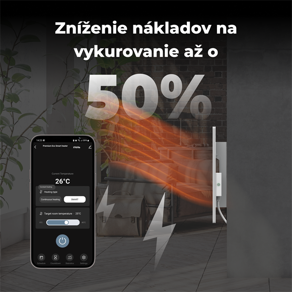 AENO AGH1S Premium Eco Smart Ohrievač, Biely, WI-FI, max 700W, Infra 
