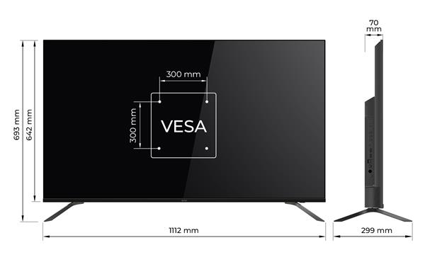 KIVI TV 50U730QB, 50" (127cm), HD LED TV, AndroidTV 11, Black, 3840x2160, 60 Hz,2x8W, 33 kWh/1000h ,HDMI ports 2 