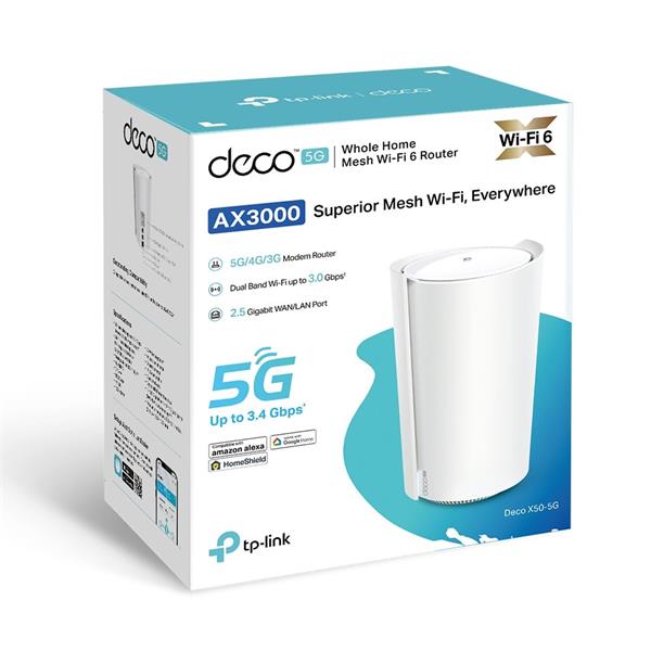 TP-LINK "5G AX3000 Whole Home Mesh Wi-Fi 6 Router, Build-In 5G ModemSPEED: 574 Mbps at 2.4 GHz + 2402 Mbps at 5 GHz, 5G 