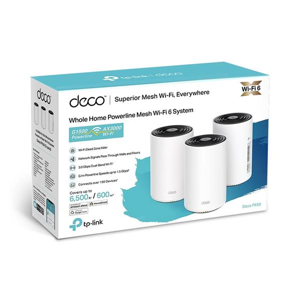 TP-LINK "AX3000 + G1500 Whole Home Powerline Mesh Wi-Fi 6 SystemSPEED: 574 Mbps at 2.4 GHz + 2402 Mbps at 5 GHz + 1428  