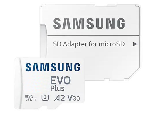 256 GB . microSDXC karta Samsung EVO Plus + adapter ( trieda U3, V30, A2 ) 