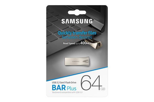64 GB . USB 3.1 Flash Drive Samsung BAR Plus Champagne Silver 
