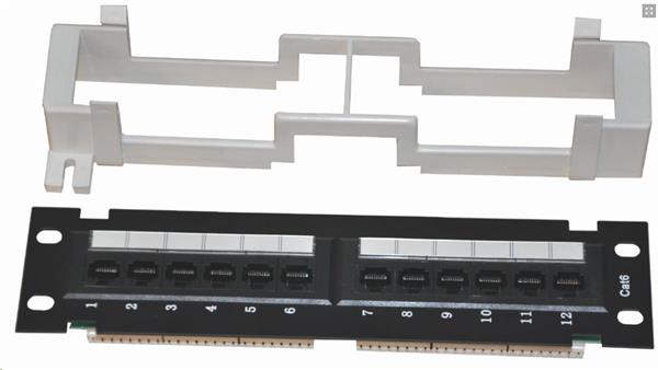 CNS 10" patch panel 12port Cat6, UTP, blok 110, 1U, černy 