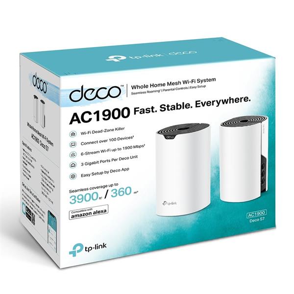 AC1900 Whole Home Mesh Wi-Fi System SPEED: 600 Mbps at 2.4 GHz +1300 Mbps at 5 GHz SEPC: 3× Internal Antennas, 3× Gigabi 