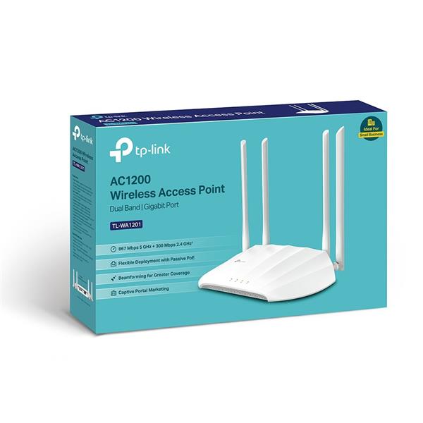 AC1200 Dual-Band Wi-Fi Access Point SPEED: 300 Mbps at 2.4 GHz + 867 Mbps at 5 GHz SPEC: 4× Fixed Antennas, 1× Gigabit P 