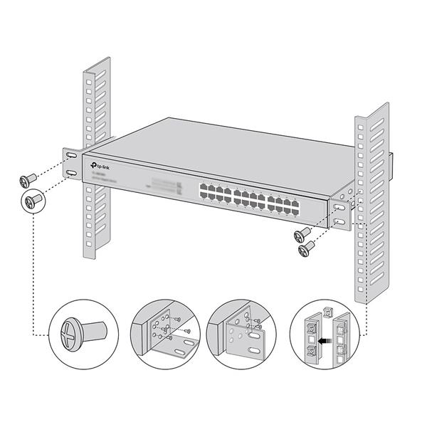 TP-LINK "Rack-mounting Bracket Kit, Screws IncludedDimensions: 3.7×1.7×1.6 in (93×43.8×40 mm)" 