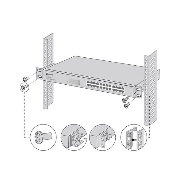 TP-LINK "Rack-mounting Bracket Kit, Screws IncludedDimensions: 0.9×1.7×1.7 in (22×43.9×42 mm)" 