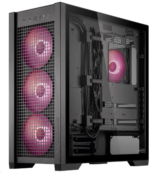 ASUS TUF GAMING GT302 TG ARGB BLACK skrinka E-ATX, 4x ARGB LED fan 