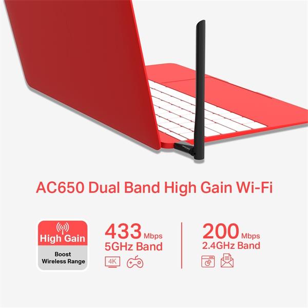 TP-LINK "AC650 High Gain Wireless Dual Band USB AdapterSPEED: 200 Mbps at 2.4 GHz + 433 Mbps at 5 GHzSPEC: 1× High Gai 
