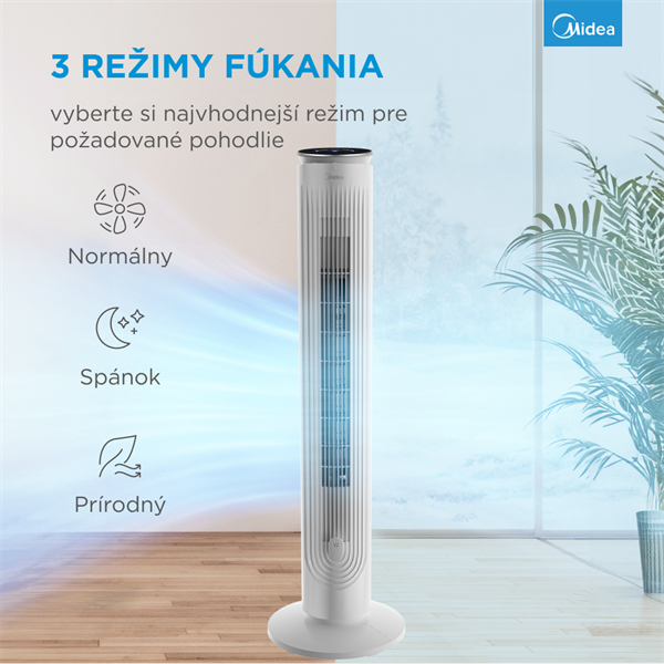 Aroma Smart ventilátor, dialkove ovládanie, teplotný senzor, 5 rýchlostí, 9h progr. časovač,  Touch Panell 