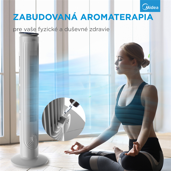 Aroma Smart ventilátor, dialkove ovládanie, teplotný senzor, 5 rýchlostí, 9h progr. časovač,  Touch  Panell 