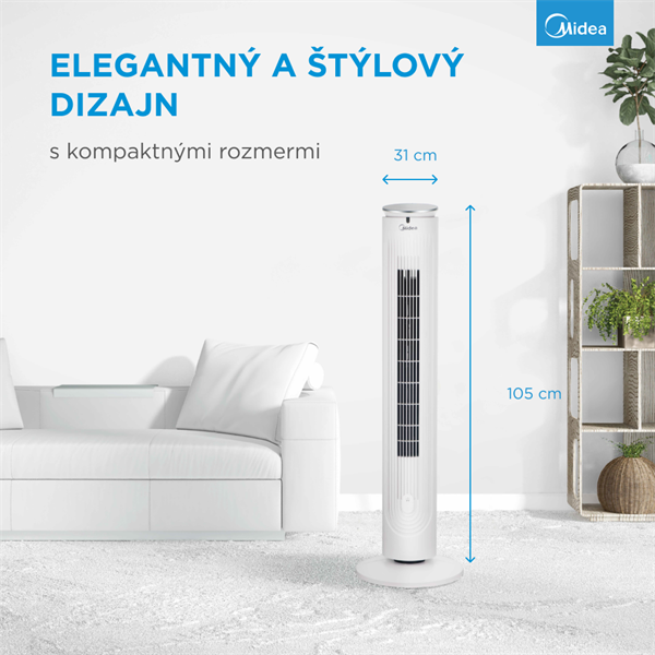 Aroma Smart ventilátor, dialkove ovládanie, teplotný senzor, 5 rýchlostí, 9h progr. časovač,  Touch Panell 