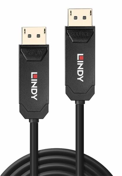 Lindy DisplayPort M M 40m, 8K@60Hz, DP v2.0, 40Gbit s, UHBR10, čierny, jednosmerný, aktívny, optický 