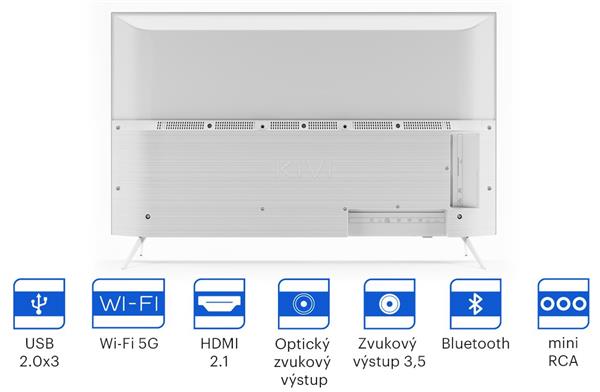 KIVI TV 43U750NW, 43" (109 cm), UHD, Android TV 11, White, 3840x2160, 60 Hz, Sound by JVC, 2x12W, 53 kWh 1000h, BT5.1, HDMI 4 