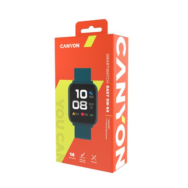 Canyon SW-54 Easy, smart hodinky, štíhle, BT s app Canyon Life,  IP touchscreen 1.7´´,  IP68, 14 športov, zelené 