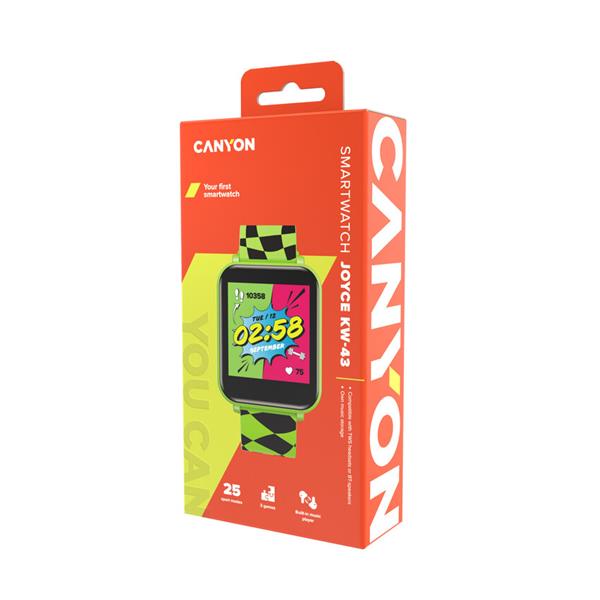 Canyon KW-43, Joyce, smart hodinky pre mládež, IPS displej 1.54´´, IP67, Entertainment, hry, športy, notifikácie, zelené 