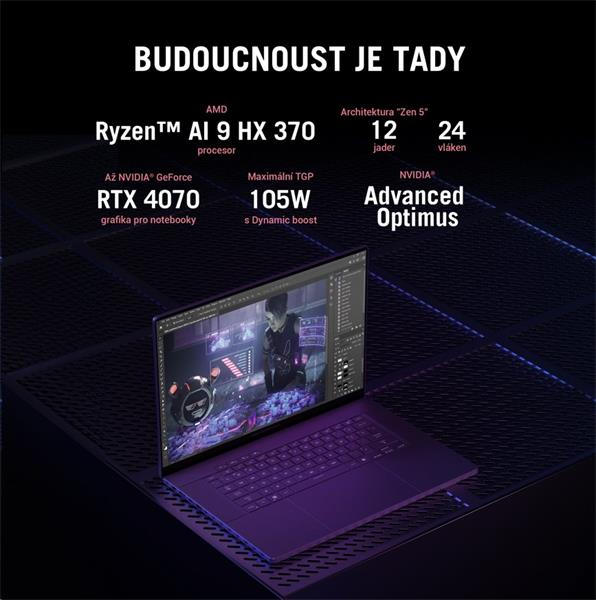 ASUS ROG ZEPHYRUS G16 GA605WI-NEBULA022W, AI 9 - HX 370, 16.0˝ 2560x1600 WQXGA, RTX 4070/8GB, 32GB, SSD 2TB, W11H 