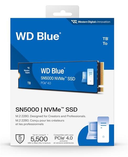 WD Blue SN5000 1TB SSD PCIe Gen4, M.2 2280, NVMe ( r5150MB s, w4900MB s ) 