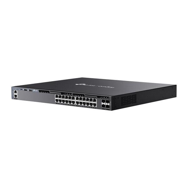 TP-LINK "Omada 24-Port Gigabit Stackable L3 Managed Switch with 4 10GE SFP+ SlotsPORT: 24× Gigabit RJ45 Ports, 4× 10G S 