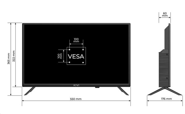 KIVI TV 24H760QB, 24" (61cm), HD LED TV, AndroidTV 11, Black, 1366x768, 60 Hz,2x8W, 33 kWh/1000h ,HDMI ports 2 