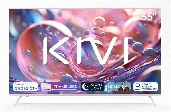 KIVI TV 55U760QW, 55" (139cm), HD LED TV, AndroidTV 11, White, 3840x2160, 60 Hz,2x8W, 33 kWh/1000h ,HDMI ports 2 