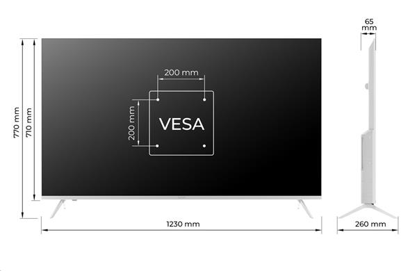 KIVI TV 55U760QW, 55" (139cm), HD LED TV, AndroidTV 11, White, 3840x2160, 60 Hz,2x8W, 33 kWh/1000h ,HDMI ports 2 