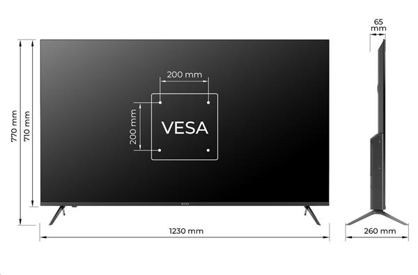 KIVI TV 55U760QB, 55" (139cm), HD LED TV, AndroidTV 11, Black, 3840x2160, 60 Hz,2x8W, 33 kWh/1000h ,HDMI ports 2 