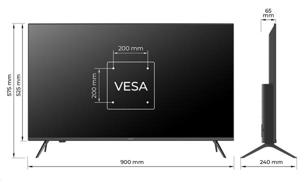 KIVI TV 40F760QB, 40" (100cm), HD LED TV, AndroidTV 11, Black, 1920x1080, 60 Hz, 2x8W, 33 kWh 1000h , HDMI ports 2 