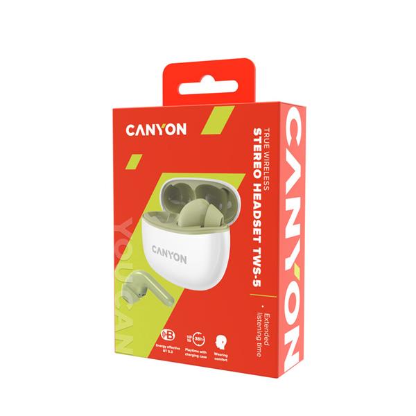 Canyon TWS-5, True Wireless Bluetooth slúchadlá do uší, USB-C nabíjanie, nabíjacia stanica v kazete, fialové 