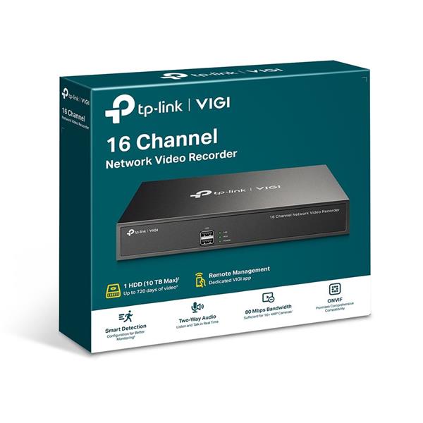 TP-LINK "16 Channel Network Video RecorderSPEC: H.265+/H.265/H.264+/H.264, Up to 8MP resolution, 80 Mbps Incoming Bandw 