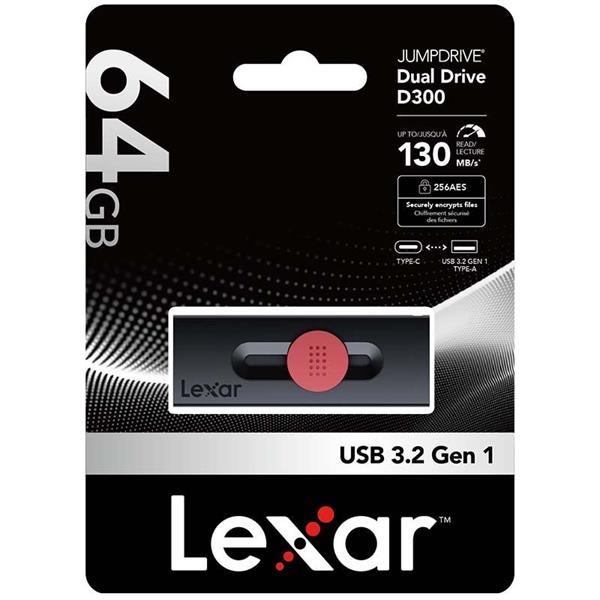 64GB USB 3.2 D300 Lexar® Dual Type-C and Type-A  