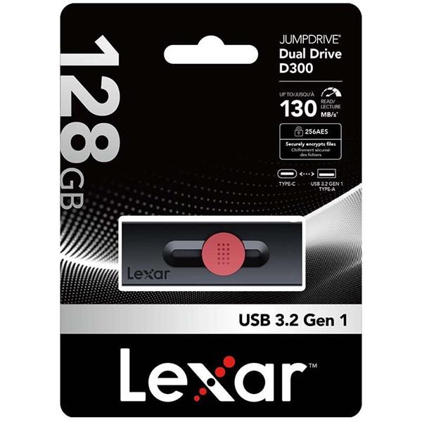 128GB USB 3.2 D300 Lexar® Dual Type-C and Type-A  