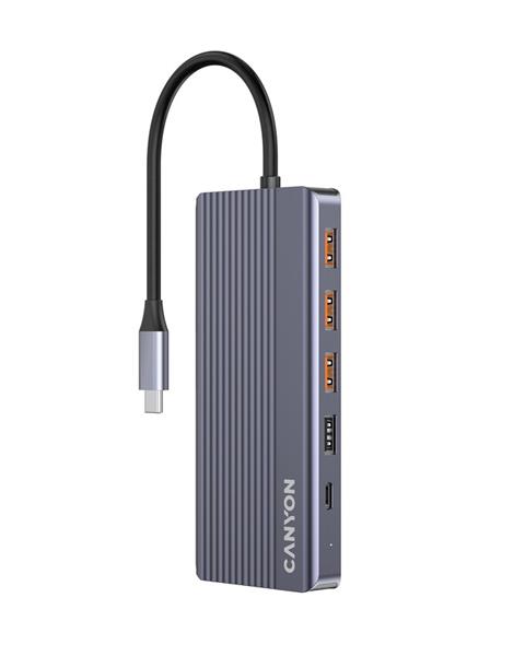 Canyon DS-16, Multiport Docking Station, 13 portov, 1xUSB-C 100W+3xUSB3.0+1xUSB2.0+2xHDMI+1xDisplay Port +1xRJ45+1xaudio 