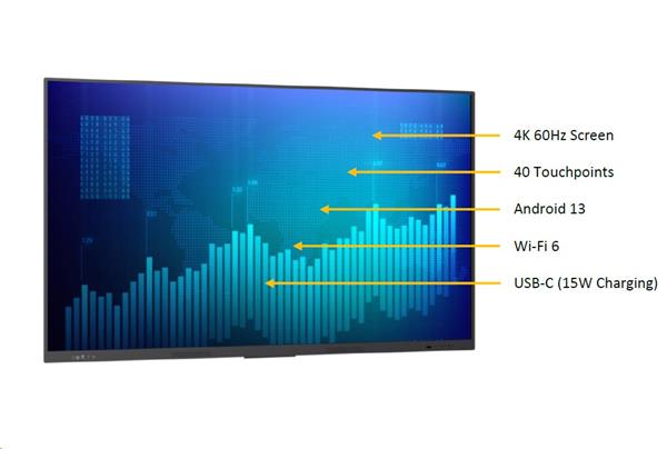 65" NEW Light Prestigio Solutions INTERAKTIVNA TABULA, 4K, Android 13, 40 dot, QUAD A55, 8GB RAM, 64GB SSD, DUAL WIFI, 6pier 