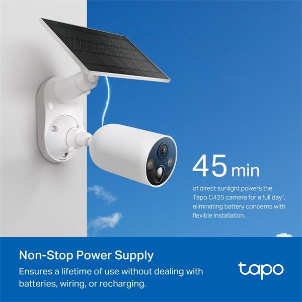 TP-LINK """Solar-Powered Security Camera Kit1 × Tapo C425, 1 × Tapo A201SPEC:2K QHD (2560x1440), 2.4 GHz, 10000mAh rec 