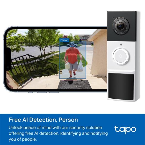 TP-Link """Video Doorbell Camera1 × Tapo D210, 1 × Tapo D100CSPEC: 2K 3MP (2304×1296), 2.4GHz, 6400mAh rechargeable li 