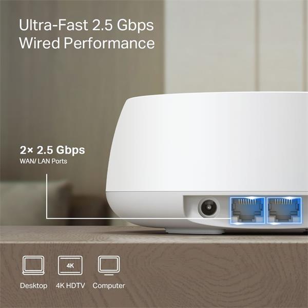 TP-LINK """BE3600 Whole Home Mesh Wi-Fi 7 SystemSPEED: 688 Mbps at 2.4 GHz + 2880 Mbps at 5 GHz SPEC: Internal Antenna 