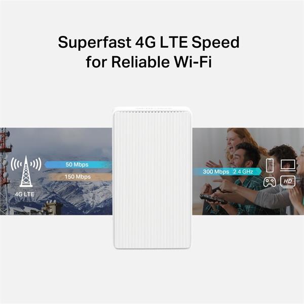 N300 Wi-Fi 4G LTE Router, Build-In 150Mbps 4G LTE Modem SPEED: 300 Mbps at 2.4 GHz, 4G Cat4 150/50 Mbps SPEC: Internal A 