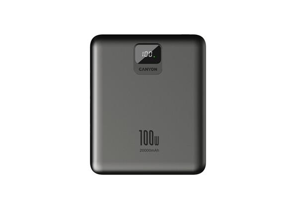 Canyon PB-2008, Powerbank, Li-Pol, 20.000 mAh, aj pre NB, dig. displej, vstup USB-C , výstup: 2x USB-C a 2x USB-A  