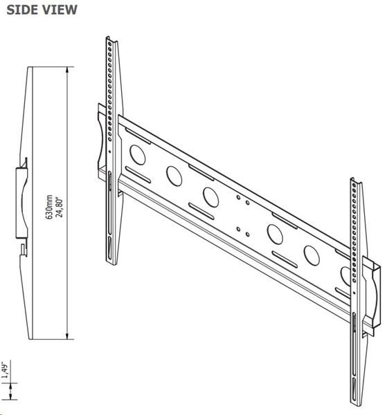 EDBAK TV SLIM držiak na stenu, 50 až 86", max 80 kg, VESA  100 x 100 - 800 x 600 čierny 