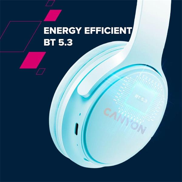 Canyon BTHS-4, OnRiff 4 Bluetooth bezdrôtové slúchadlá, 50 hod výdrž, skladacie, čierne 