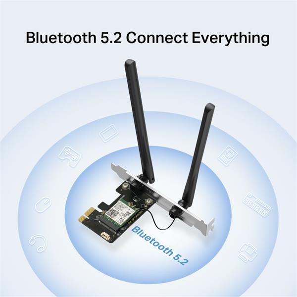 AX3000 Dual-Band Wi-Fi 6 Bluetooth PCI Express Adapter SPEED: 2402 Mbps at 5 GHz + 574 Mbps at 2.4 GHz SPEC: 2× High Gai 