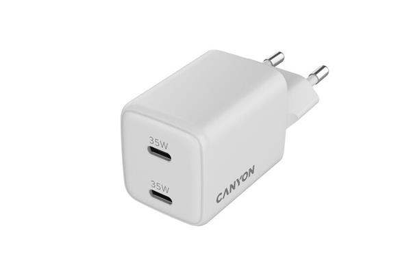 Canyon CU35CC vysokorýchlostná univerzálna nabíjačka do steny 2x USB-C 35W 