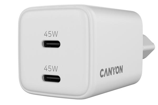 Canyon CU45CC vysokorýchlostná univerzálna nabíjačka do steny 2x USB-C 45W 