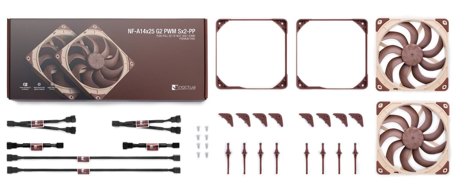 Noctua NF-A14x25 G2 PWM Sx2-PP set 2 ventilátorov 140x140x25mm 