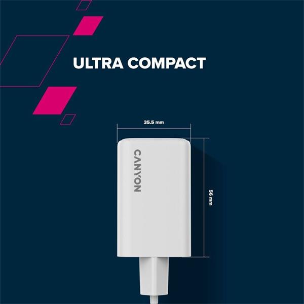 Canyon CU65ACC vysokorýchlostná univerzálna nabíjačka do steny 1x USB-C 65W, 1x USB-C 20W, 1x USB-A 18W 