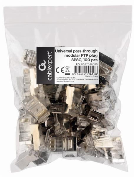 Gembird Universal pass-through modular FTP plug 8P8C, 100 pcs per bag 