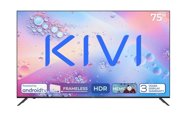 KIVI TV 75U760QB, 75" (187cm), HD LED TV, AndroidTV 11, Black, 3840x2160, 60 Hz, 2x12W, 127 kWh 1000h , HDMI ports 2 