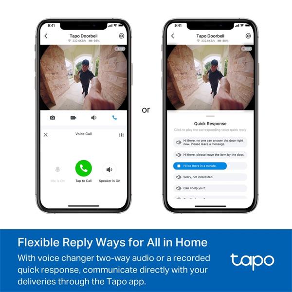 TP-LINK "Video Doorbell Camera1 × Tapo D235, 1 × Tapo D100CSPEC: 2K 5MP (2560×1920), 2.4 GHz, 10000mAh Built-in Rechar 